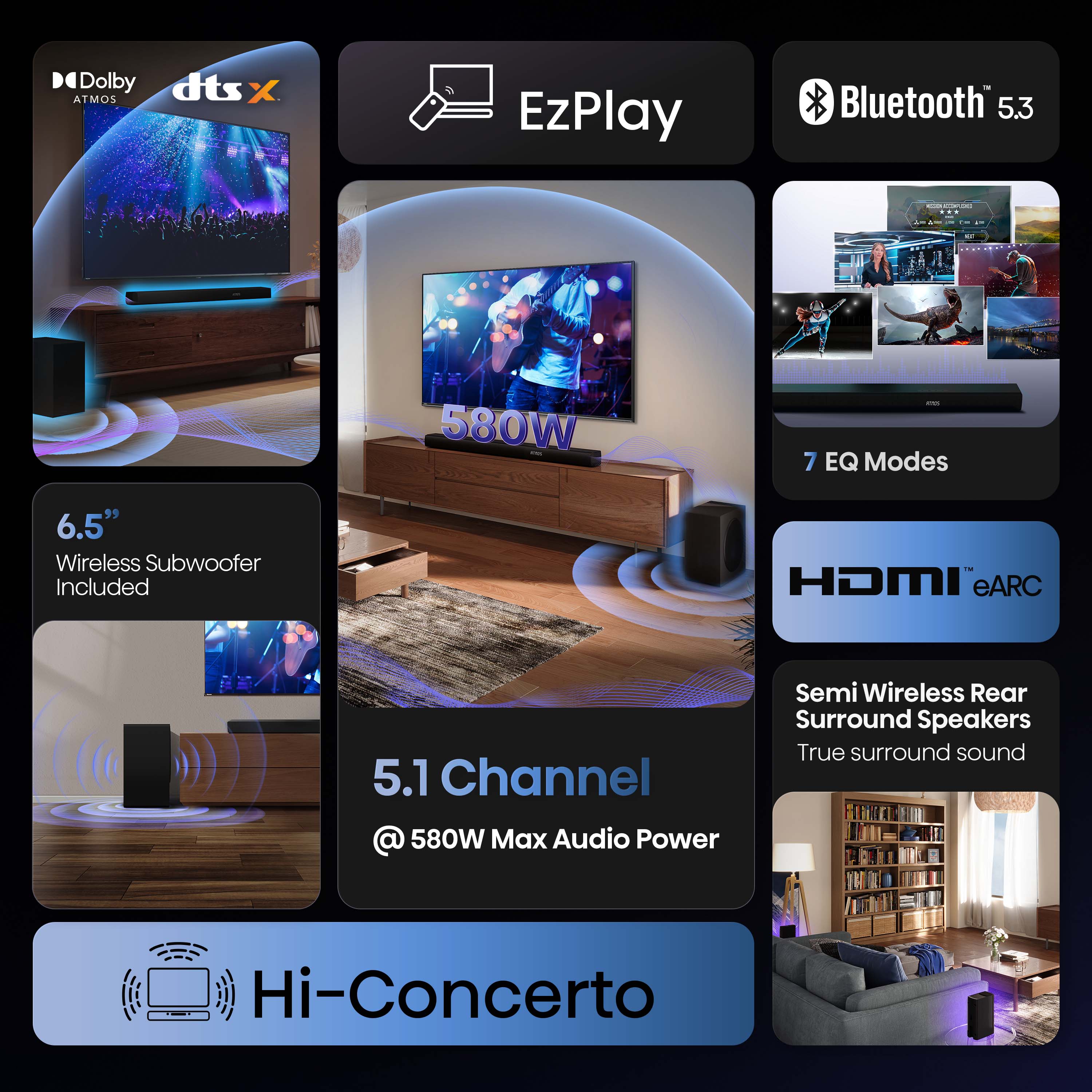 AX5100Q 580W 5.1 Channel Soundbar with Dolby Atmos AX5100Q 580W 5.1 Channel Soundbar with Dolby Atmos