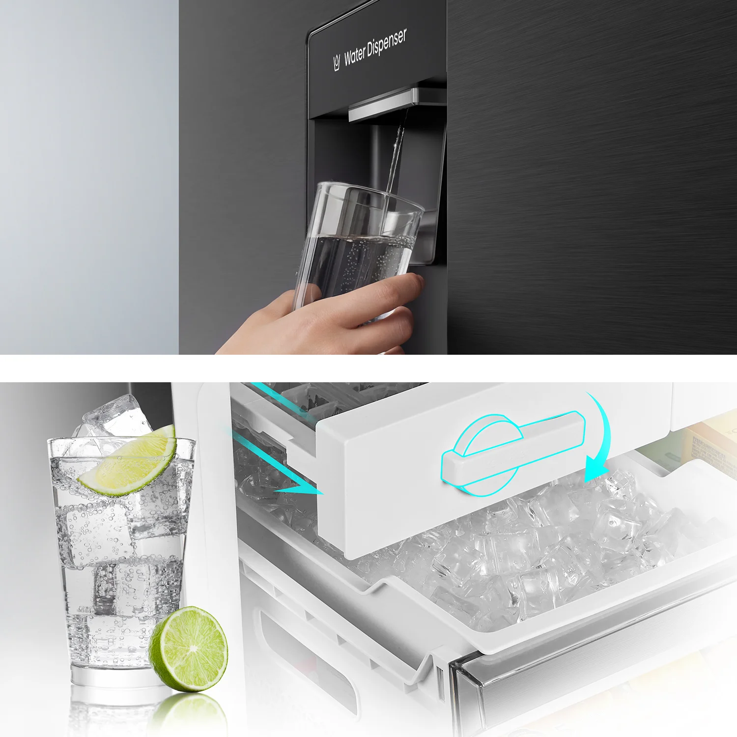 415L Bottom Mount with Water Dispenser Black Steel 415L Bottom Mount with Water Dispenser Black Steel