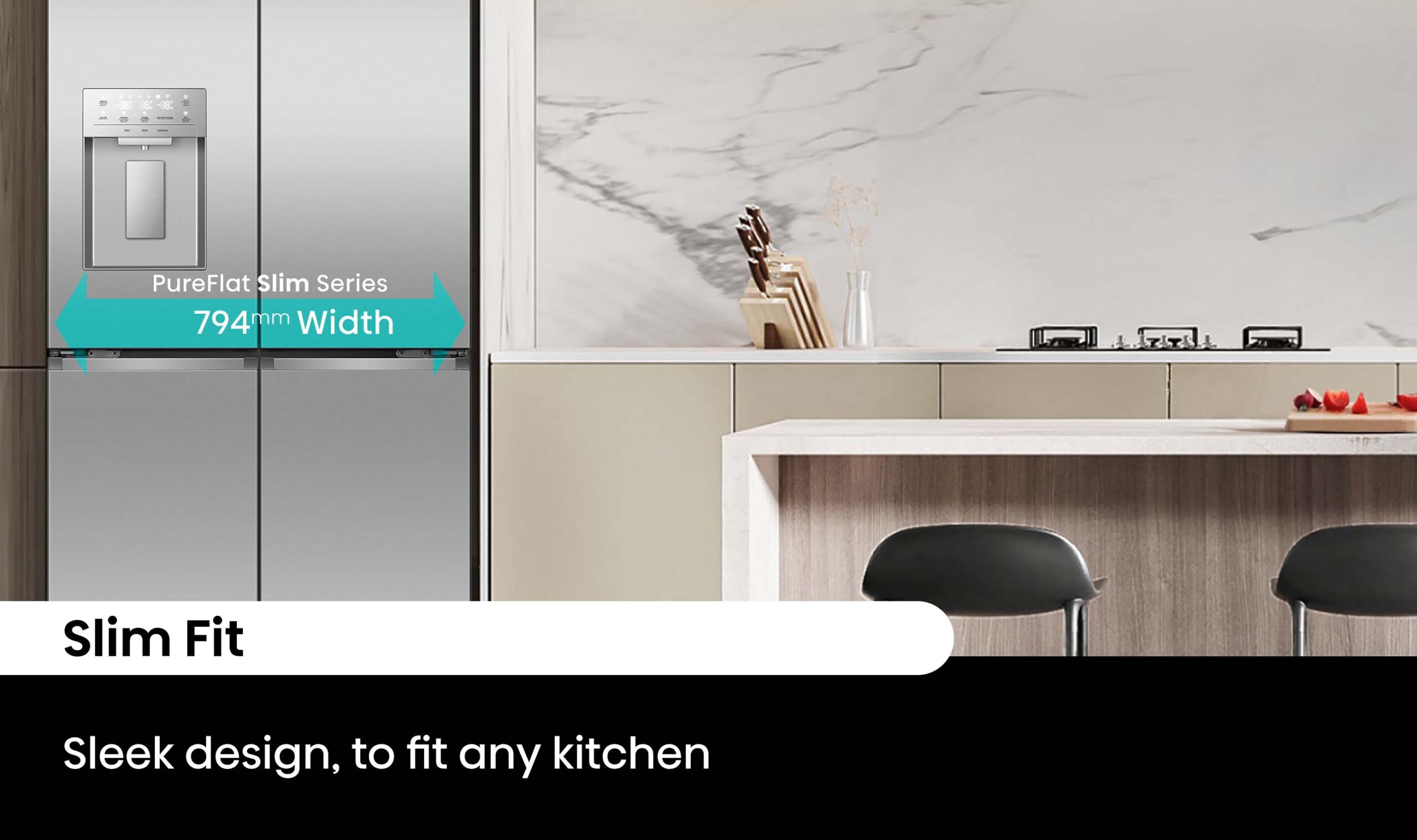 483L PureFlat Slim French Door Silver 483L PureFlat Slim French Door Silver