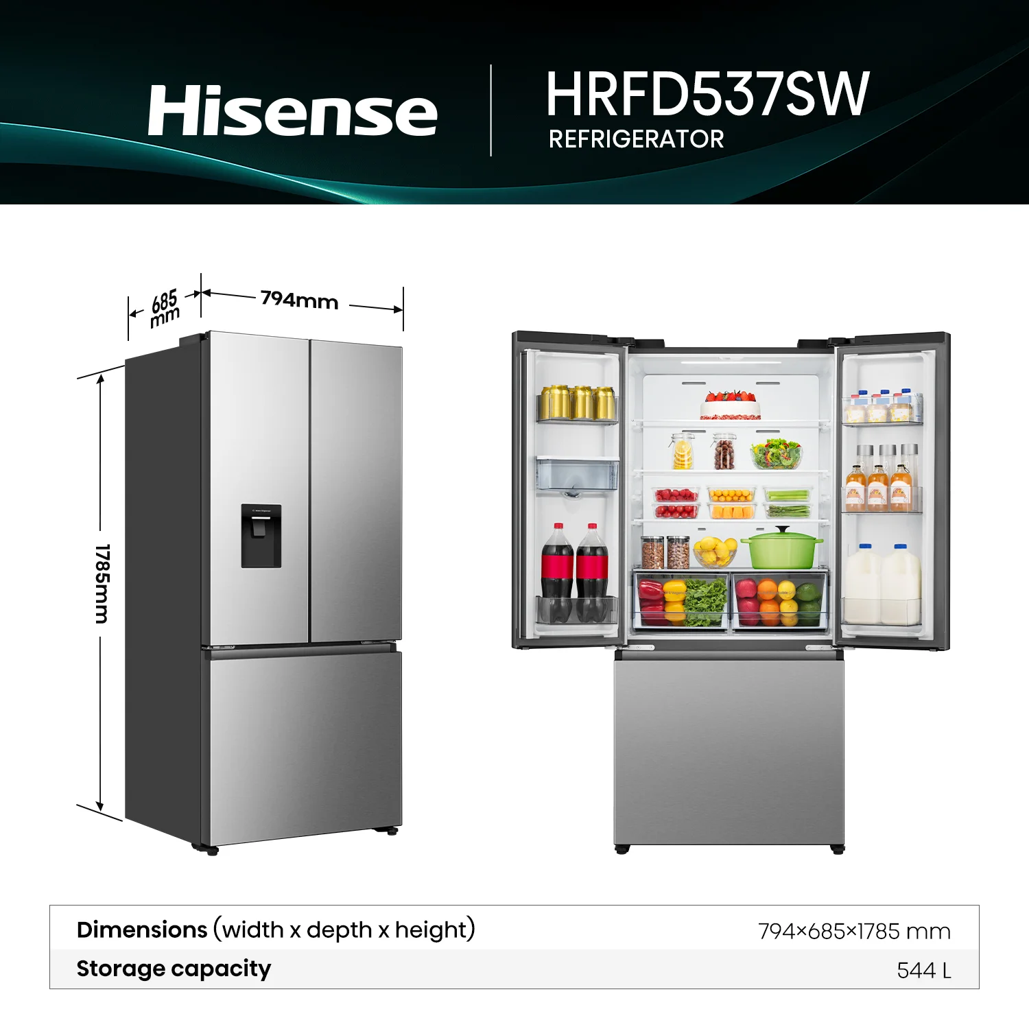 544L PureFlex French Door Fridge Stainless Steel 544L PureFlex French Door Fridge Stainless Steel