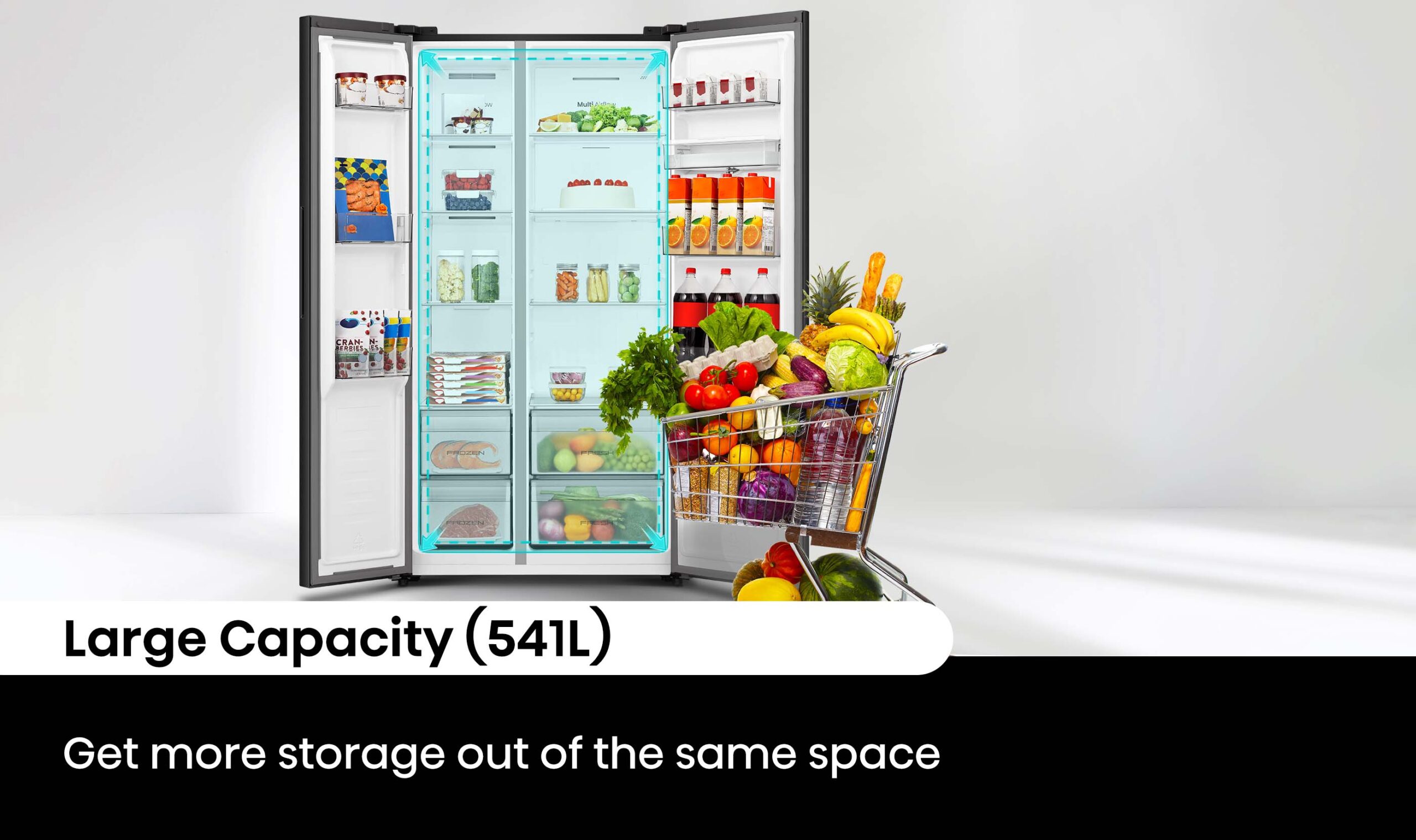 541L PureFlat Side by Side Fridge Black 541L PureFlat Side by Side Fridge Black