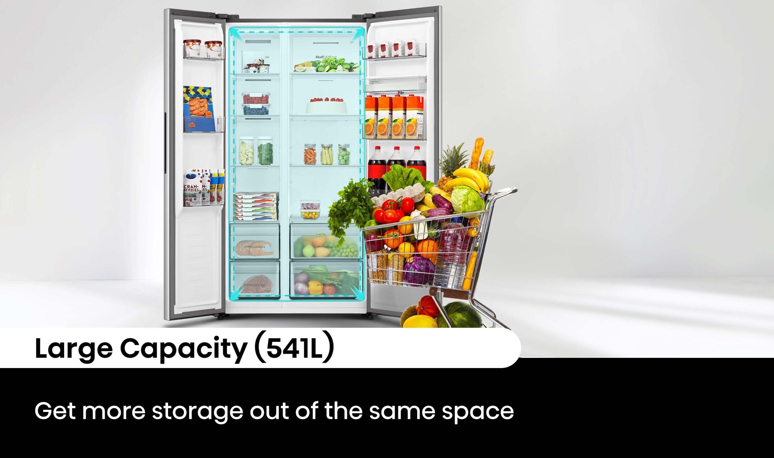 541L PureFlat Side by Side Fridge Stainless Steel 541L PureFlat Side by Side Fridge Stainless Steel