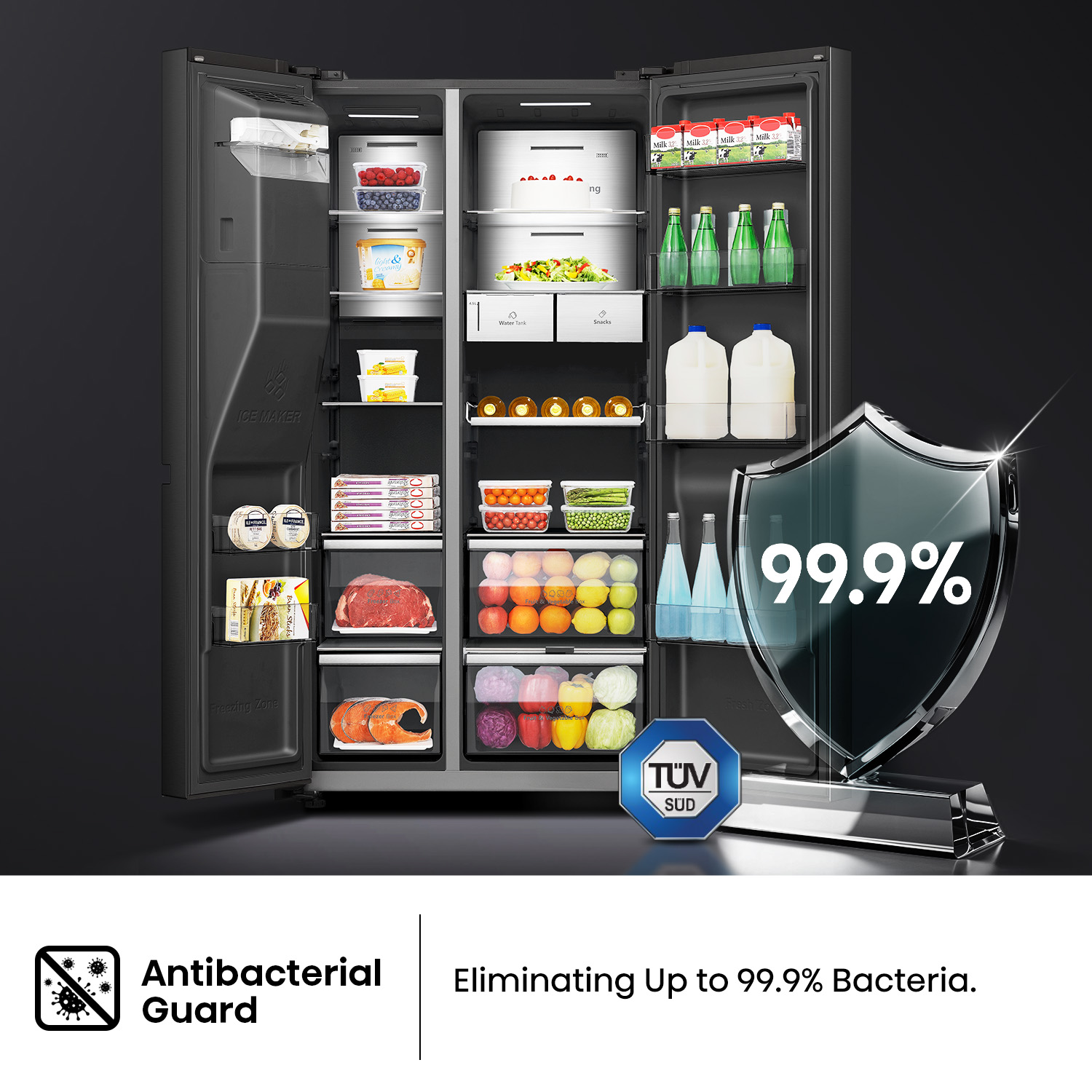 614L PureFlat Eclipse Side-by-Side Fridge Black 614L PureFlat Eclipse Side-by-Side Fridge Black