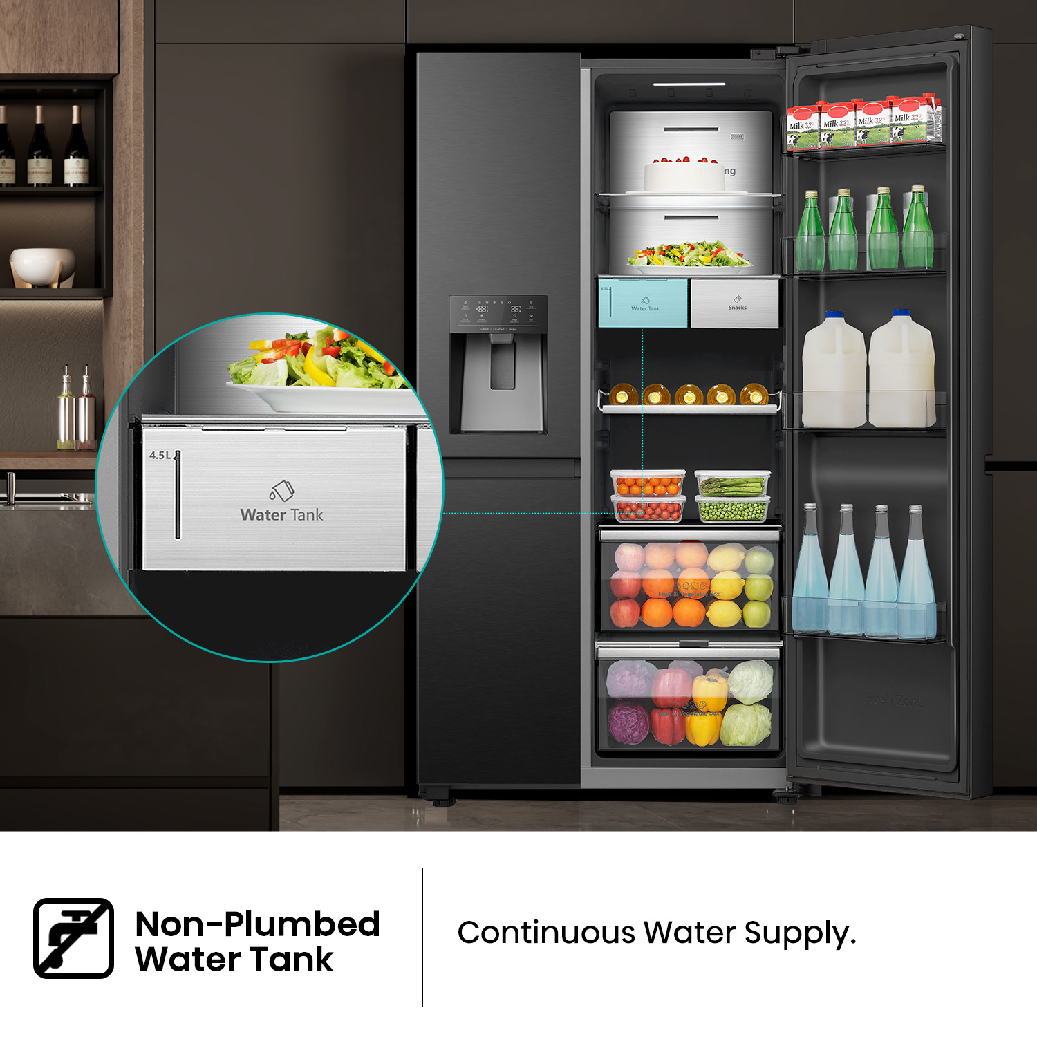 614L PureFlat Eclipse Side-by-Side Fridge Black 614L PureFlat Eclipse Side-by-Side Fridge Black