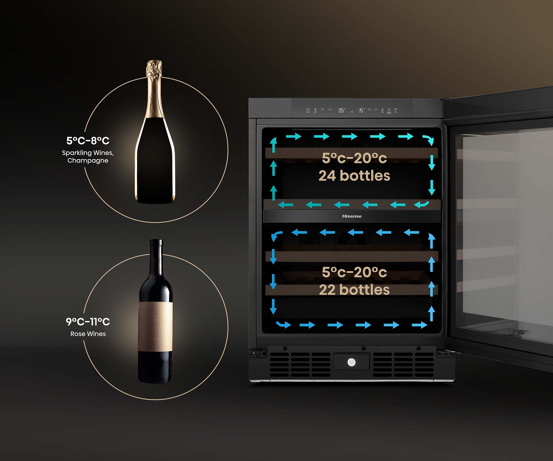 46 Bottle Dual-zone Wine Cabinet Black 46 Bottle Dual-zone Wine Cabinet Black