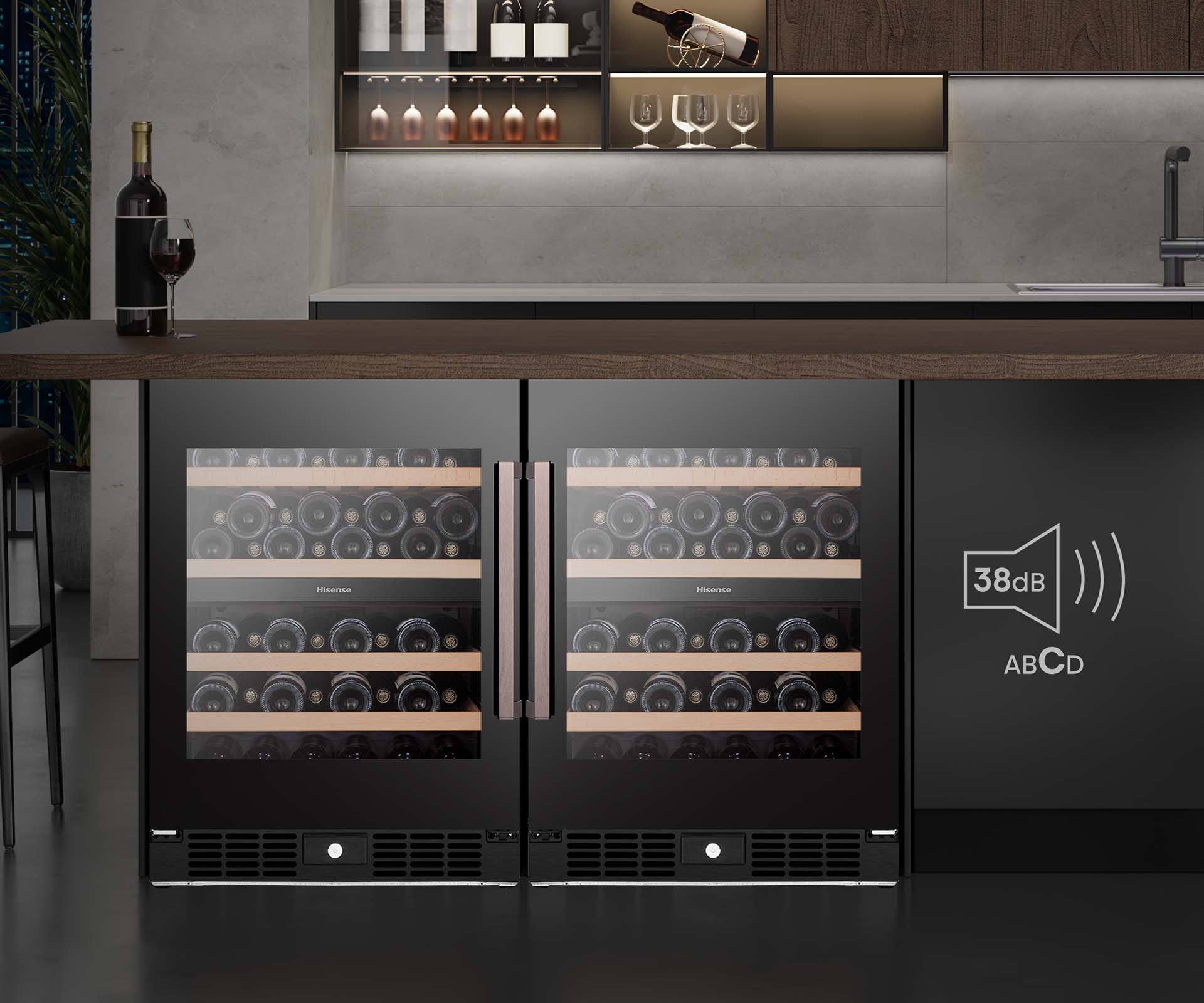 46 Bottle Dual-zone Wine Cabinet Black 46 Bottle Dual-zone Wine Cabinet Black