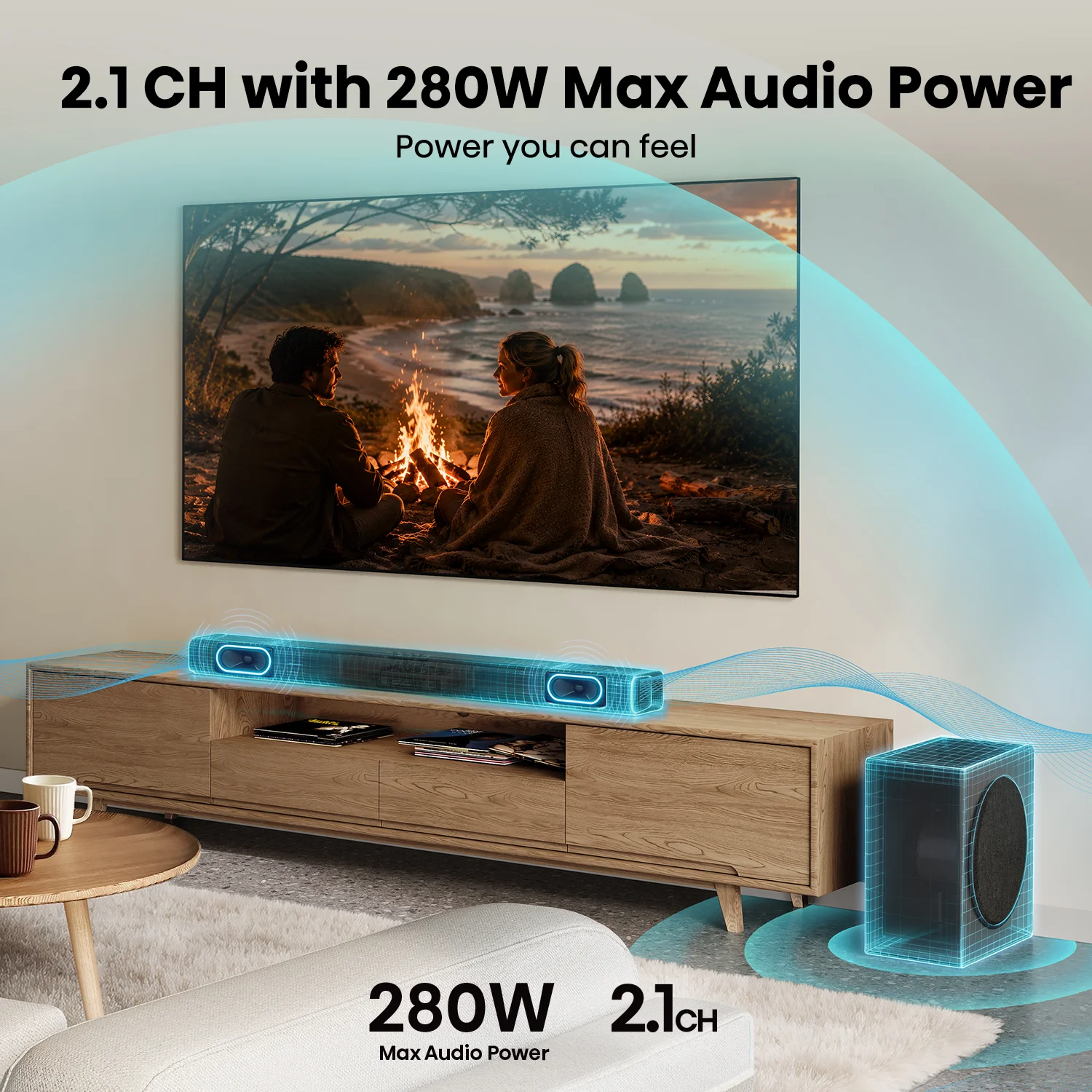 HS2100S 280W 2.1 CH Soundbar with Subwoofer HS2100S 280W 2.1 CH Soundbar with Subwoofer