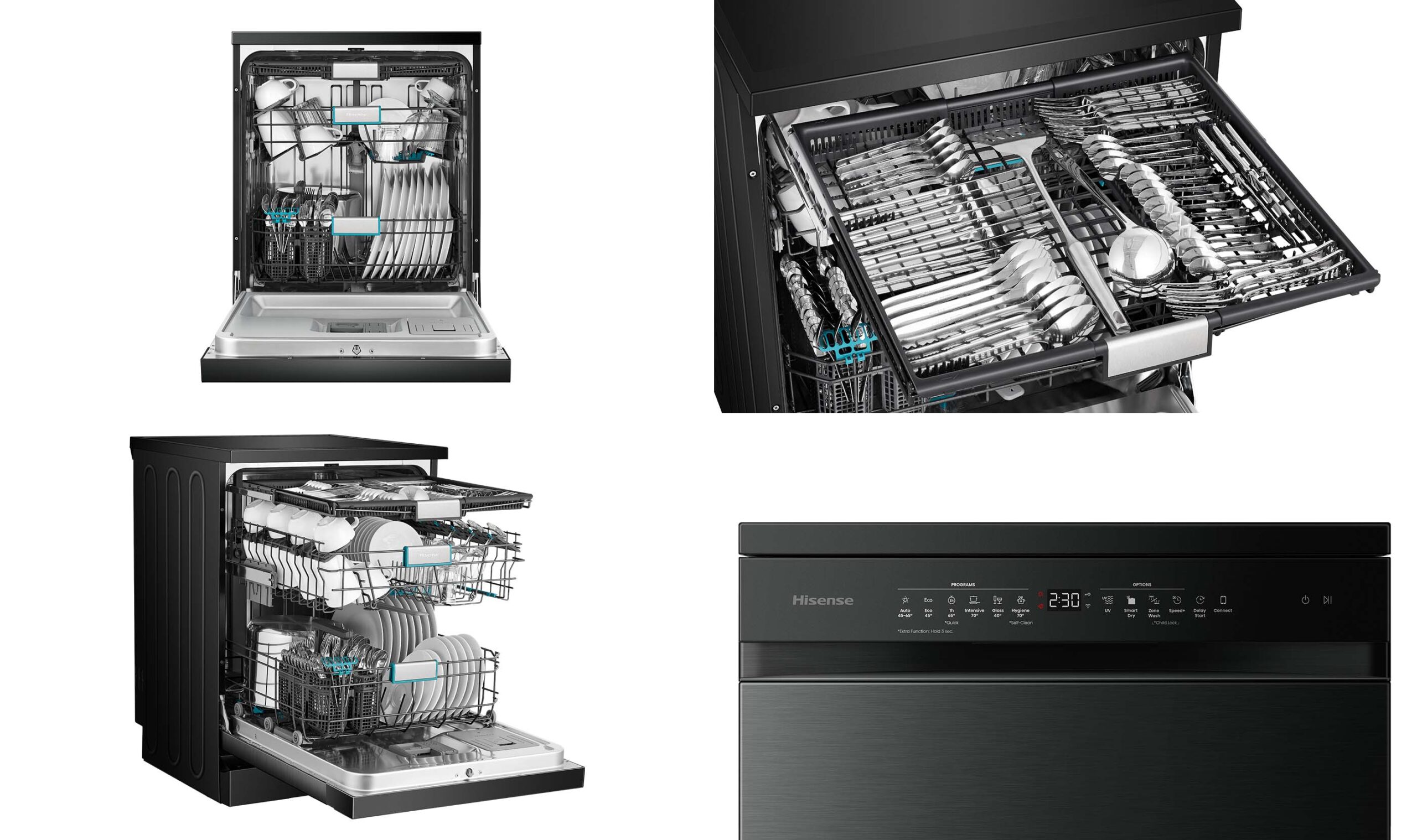 Black Steel Dishwasher with 16 Place Settings Black Steel Dishwasher with 16 Place Settings