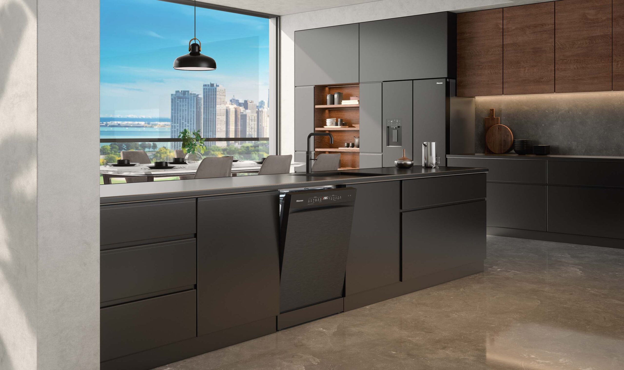 Black Steel Dishwasher with 16 Place Settings Black Steel Dishwasher with 16 Place Settings