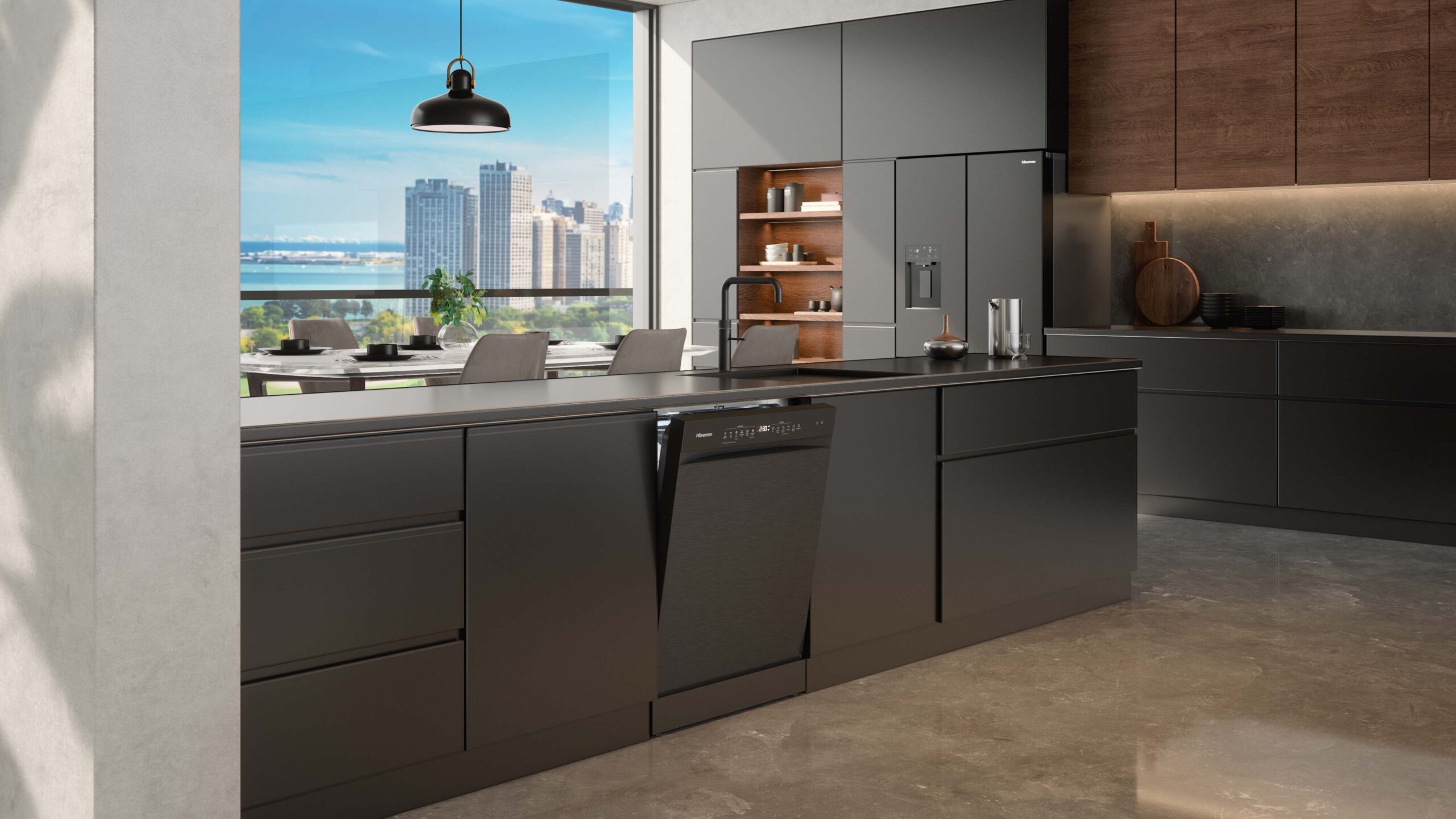 Black Steel Dishwasher with 16 Place Settings Black Steel Dishwasher with 16 Place Settings