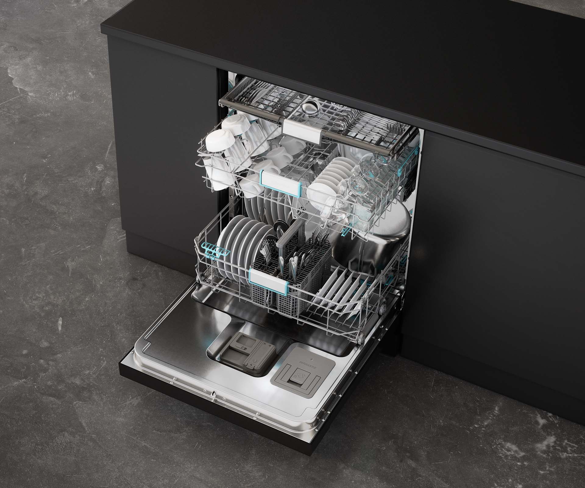 Black Steel Dishwasher with 16 Place Settings Black Steel Dishwasher with 16 Place Settings