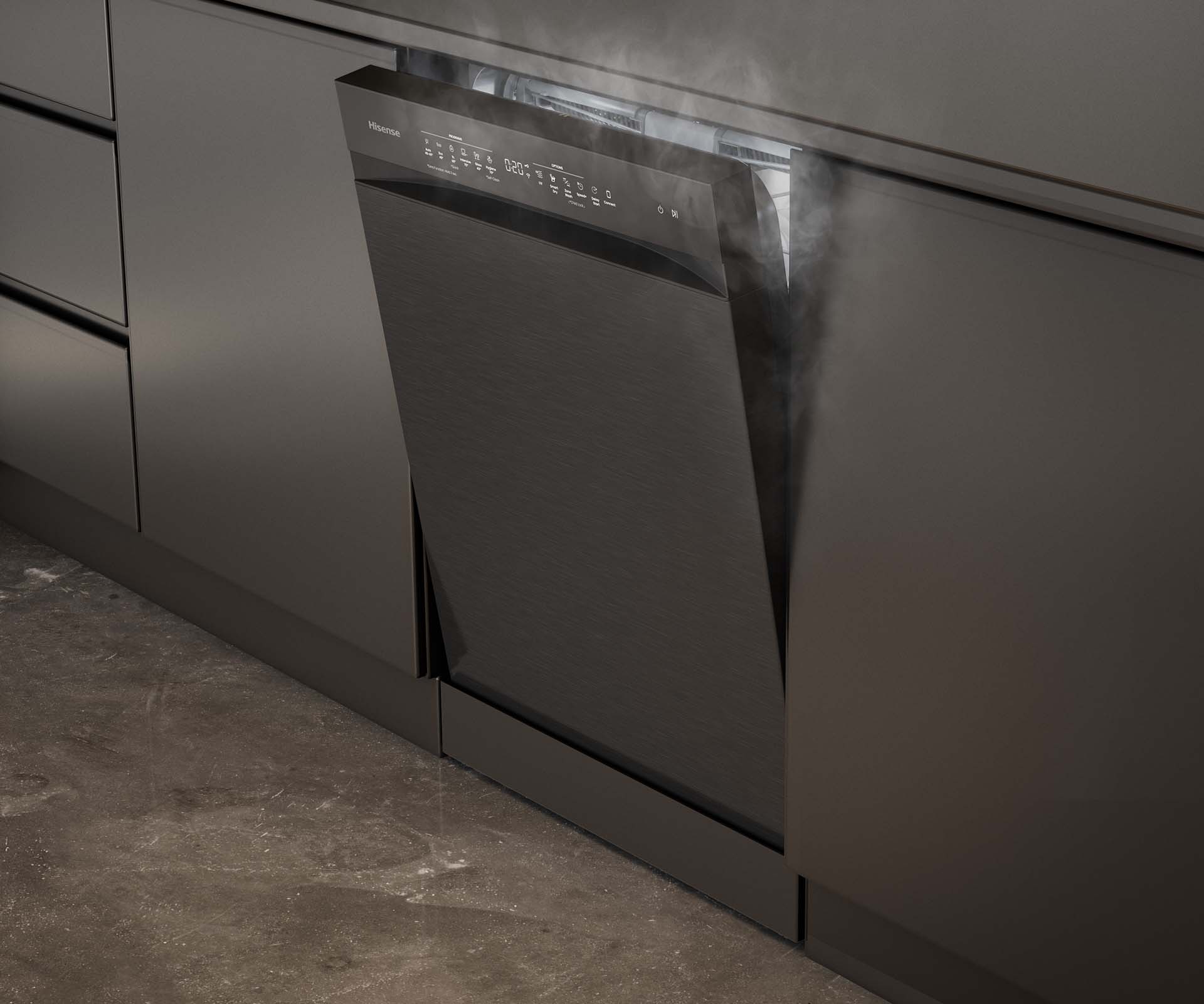 Black Steel Dishwasher with 16 Place Settings Black Steel Dishwasher with 16 Place Settings