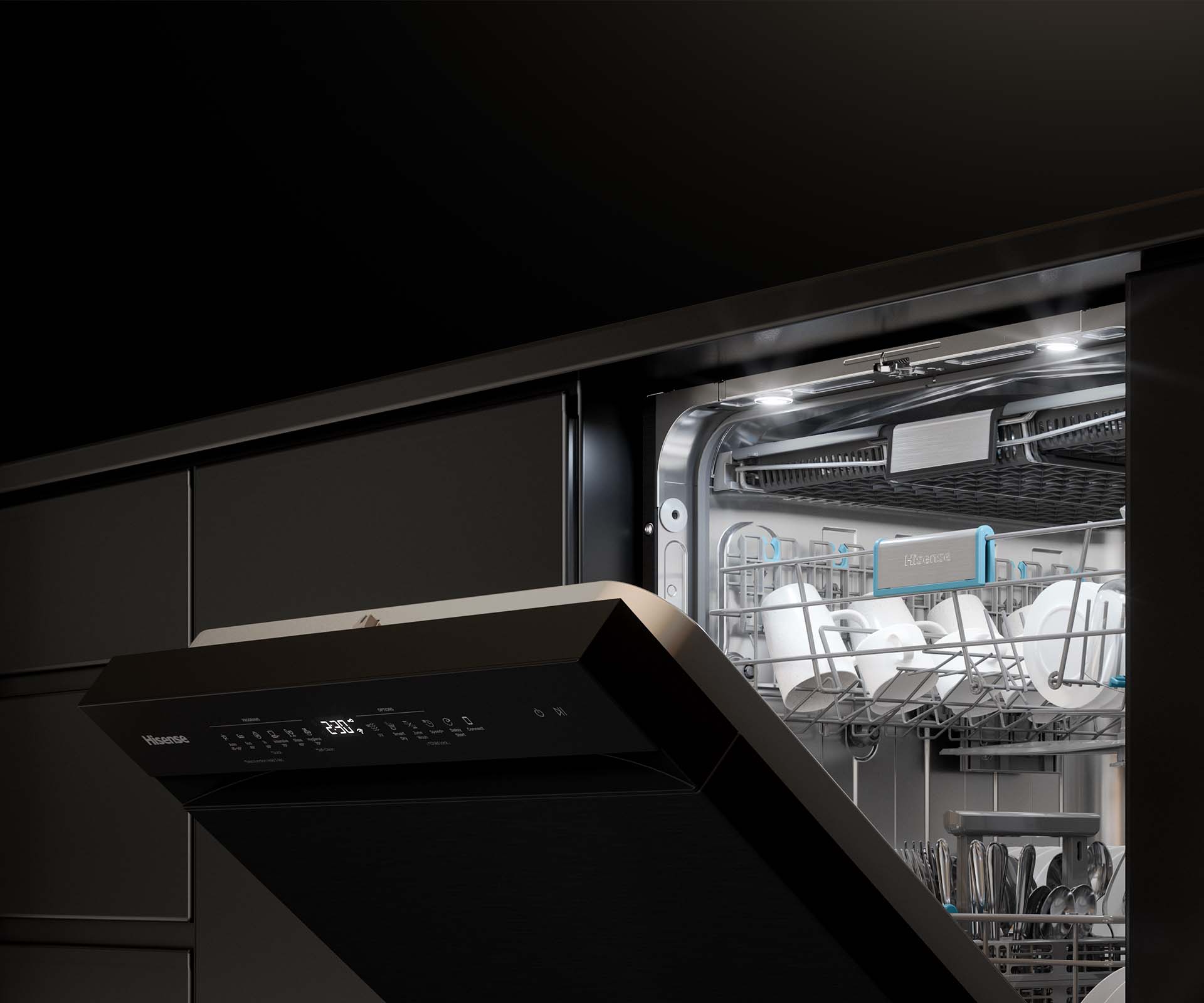 Black Steel Dishwasher with 16 Place Settings Black Steel Dishwasher with 16 Place Settings