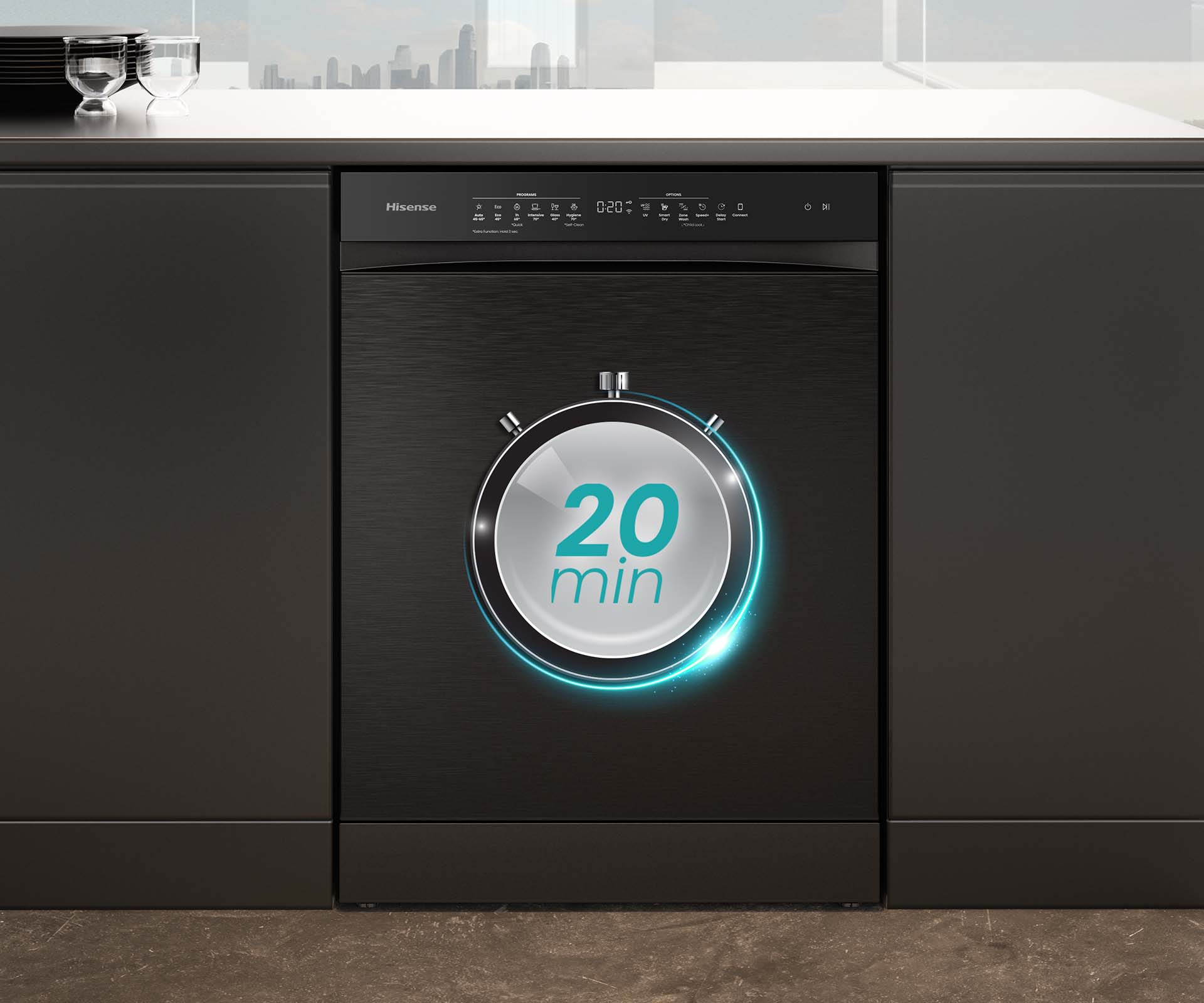 Black Steel Dishwasher with 16 Place Settings Black Steel Dishwasher with 16 Place Settings