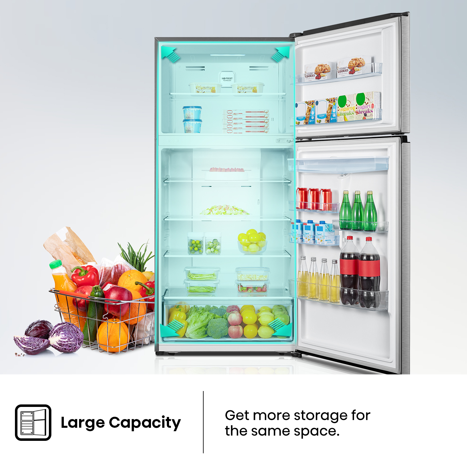 496L Silver Top Mount Fridge 496L Silver Top Mount Fridge