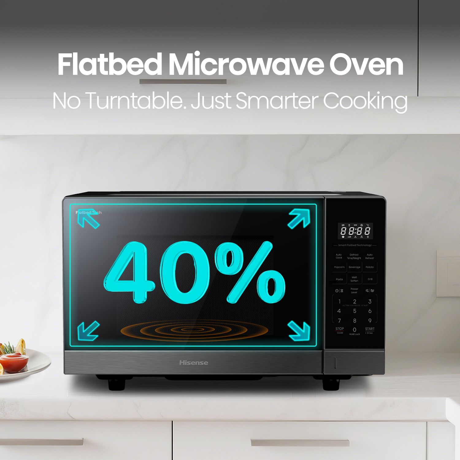 30L 1000W Inverter Dark Stainless Flatbed Microwave 30L 1000W Inverter Dark Stainless Flatbed Microwave