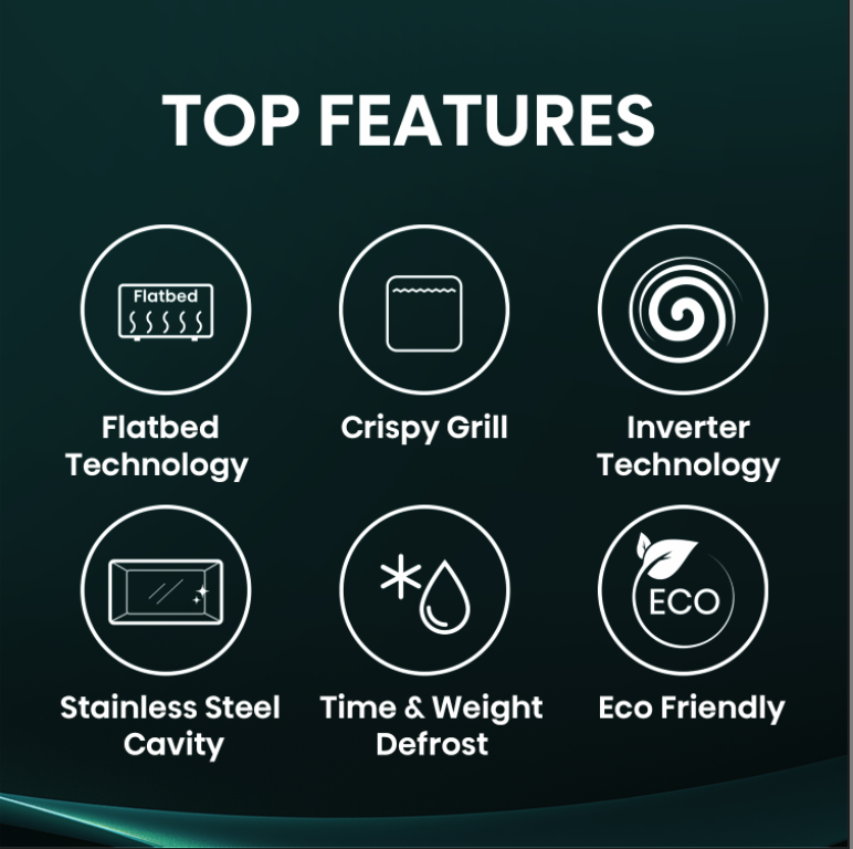 30L 1000W Inverter Dark Stainless Flatbed Microwave 30L 1000W Inverter Dark Stainless Flatbed Microwave